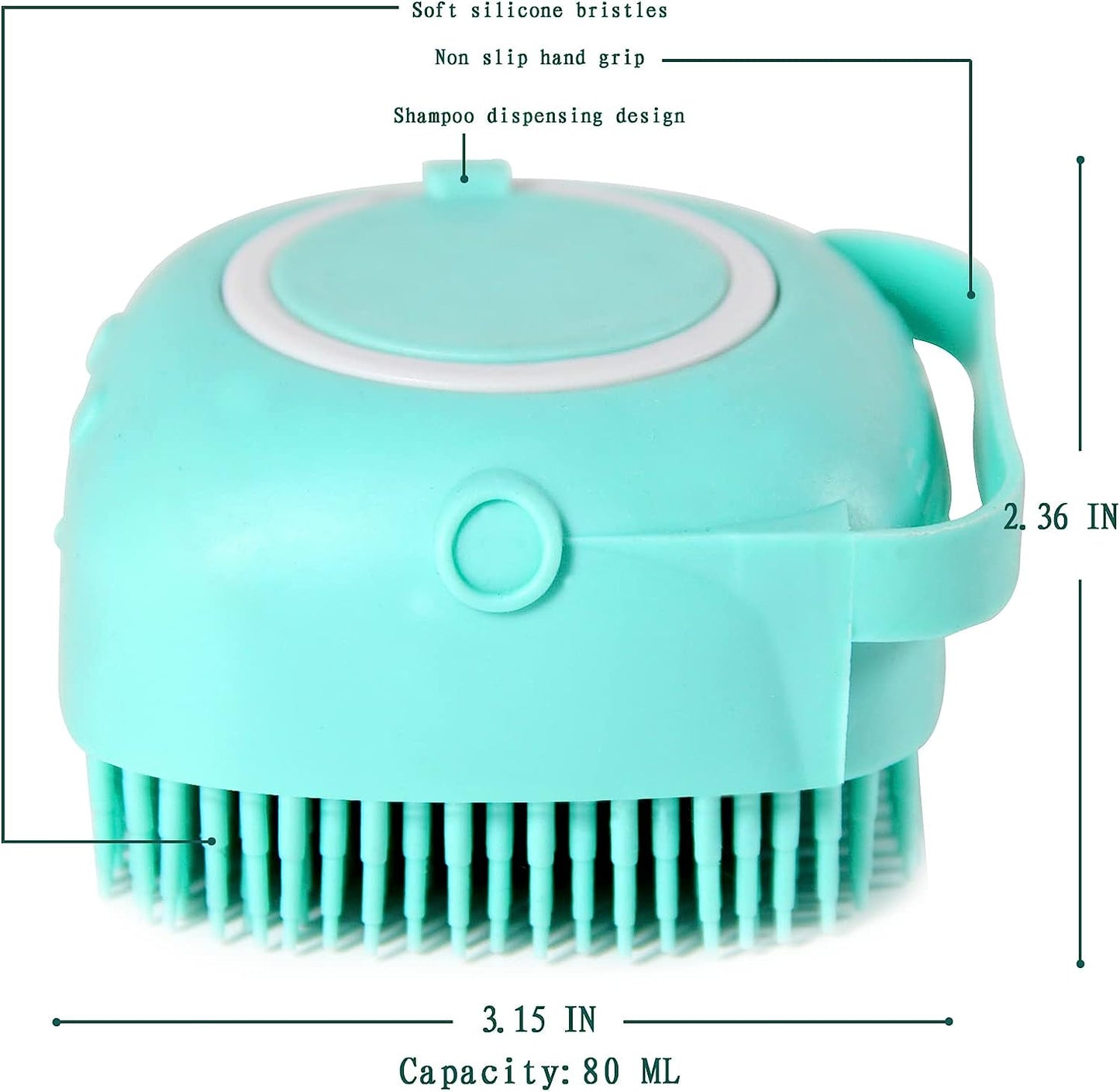 Pet Bath Brush Dog Shampoo Dispenser Dog Bath Brush Scrubber (Blue) | Soft Silicone Dog Cat Grooming Brush with Shampoo Dispenser for Gentle Massage Deep Cleaning and Bathing Cat Dogs and Puppies