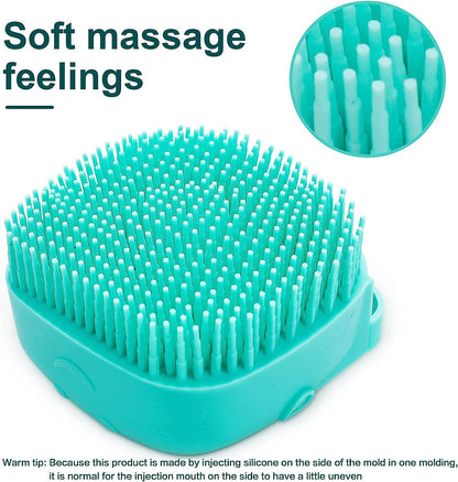 Pet Bath Brush Dog Shampoo Dispenser Dog Bath Brush Scrubber (Blue) | Soft Silicone Dog Cat Grooming Brush with Shampoo Dispenser for Gentle Massage Deep Cleaning and Bathing Cat Dogs and Puppies