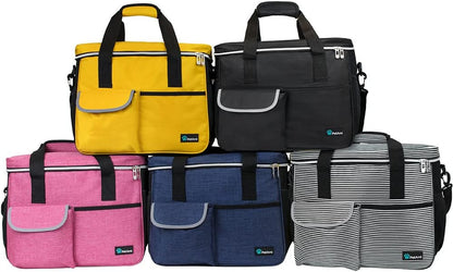 Dog Travel Bag Organizer - Medium Yellow Pet Supplies Tote with Food Containers and Collapsible Bowls, Ideal for Weekend Getaways and Camping Essentials